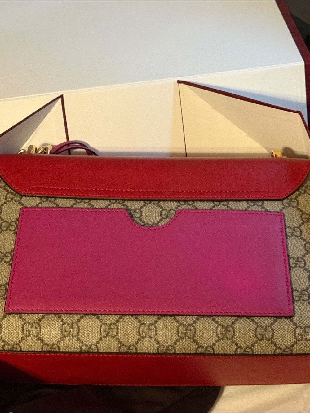 Gucci Red and Brown GG Supreme Padlock MED Shoulder Bag with Gold Hardware - Picture 7 of 15